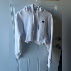 Champion Women's Reverse Weave Cropped Cut-Off Hoodie, Left Chest C - Size M